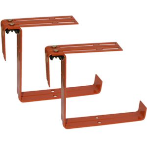 Set van 4 verstelbare metalen balkonbeugels voor een railing t/m 14 cm in de kleur terracotta