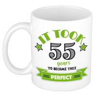 Verjaardag cadeau mok 55 jaar - groen - grappig - 300 ml - keramiek Verjaardag cadeau mok 55 jaar - groen - grappig - 300 ml - keramiek