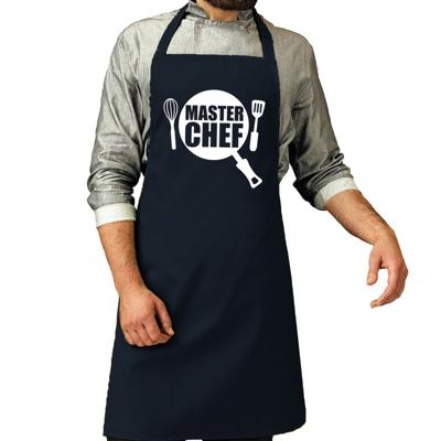 Master Chef Keukenschort - BBQ schort - blauw - heren en dames - cadeau - vaderdag - moederdag
