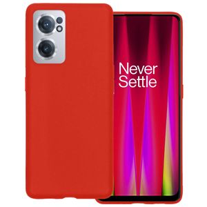 Basey OnePlus Nord CE 2 Hoesje Siliconen Hoes Case Cover -Rood