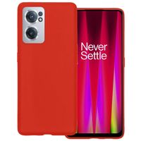 Basey OnePlus Nord CE 2 Hoesje Siliconen Hoes Case Cover -Rood - thumbnail