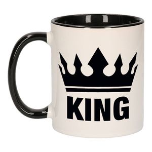 Cadeau King mok/ beker zwart wit 300 ml - feest mokken