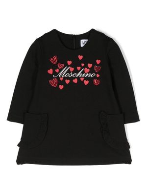 Moschino Kids robe à logo imprimé à ornements strassés - Noir