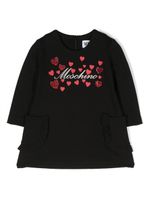 Moschino Kids robe à logo imprimé à ornements strassés - Noir - thumbnail