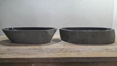 Doppelwaschbecken Flussstein Satz RXXL250307AB, 73x38x15 cm