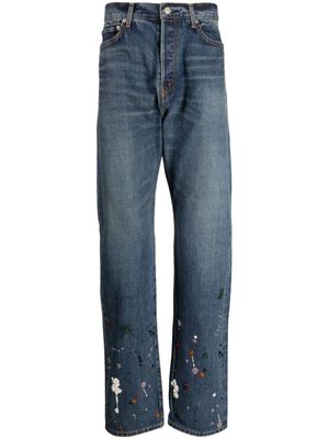 Undercover pantalon droit à ornements en perles - Bleu