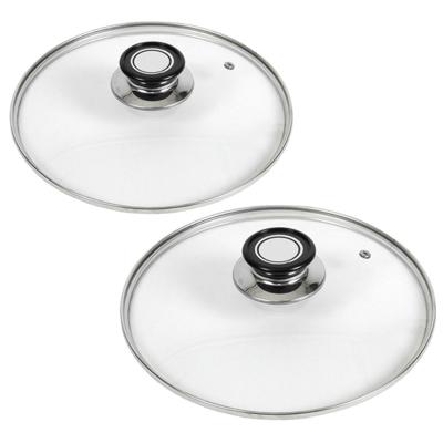 Gerimport universele glazen pannendeksels - 2x - voor dia 26 en 30 cm - keuken - met stoomgaatje