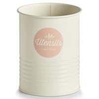 Zeller Kookgereihouder - Metaal - Wit/Roze - Utensils Sweet Home - Blik / Voorraadpot