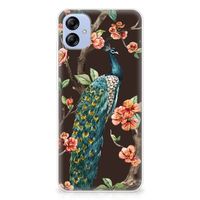 Samsung Galaxy A04e TPU Hoesje Pauw met Bloemen - thumbnail