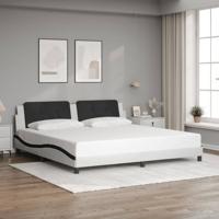 Bedframe met hoofdbord kunstleer wit en zwart 200x200 cm