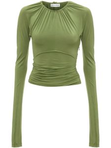 Victoria Beckham haut crop froncé en jersey stretch - Vert