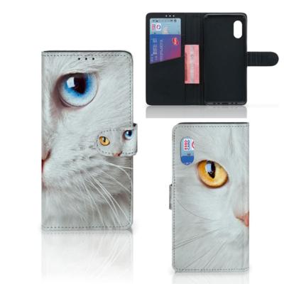 Samsung Xcover Pro | Telefoonhoesje | Met pasjeshouder | Witte Kat