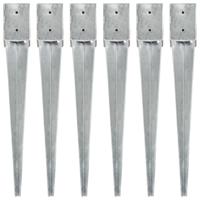 Grondpinnen 6 st 10x10x76 cm gegalvaniseerd staal zilverkleurig