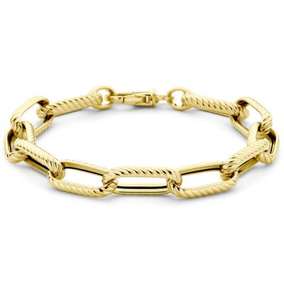 Armband Paperclip Bewerkt geelgoud 8,5 mm 19 cm
