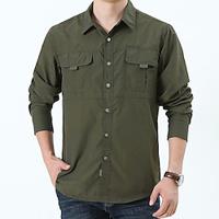 Voor heren Overhemd Zomer overhemd Overhemd met knopen Normaal shirt Werkhemden Zwart khaki Leger Groen Grijs Lange mouw Effen Revers Feestdagen Vakantie Voorvak Kleding Modieus Casual Comfortabel Lightinthebox - thumbnail