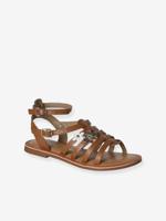 Spartaanse leren sandaal met gespen voor meisjes kameel