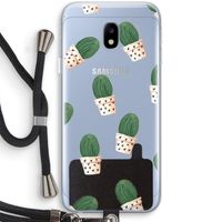 Cactusprint roze: Samsung Galaxy J3 (2017) Transparant Hoesje met koord