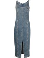 Blumarine robe mi-longue en jean à détails d'œillets - Bleu