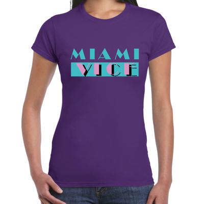 Toppers verkleed T-shirt dames - paars - Miami Vice - The Summer is Magic - Tropische feestkleding Toppers verkleed T-shirt dames - paars - Miami Vice - The Summer is Magic - Tropische feestkleding