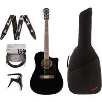 Fender CD-60SCE Black elektrisch-akoestische westerngitaar + gigbag + accessoires