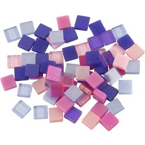 25 gram Mozaiek tegels kunsthars paars/roze 5 x 5 mm