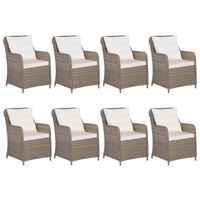 The Living Store Tuinstoelenset - Luxe Rond Poly Rattan - 8 personen - 200x100x74cm - Bruin/Crèmewit