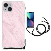 iPhone 14 Plus Anti-Shock Hoesje Marble Pink - Origineel Cadeau Vriendin