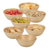 Snackschaaltje / kommetje - 8x - D18 x H7 cm - bamboe - naturel - soep / yoghurt / chips