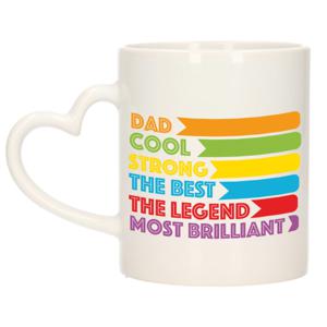 Cadeau koffie/thee mok voor papa - hartjes handvat - beste papa - multi - 300 ml - Vaderdag