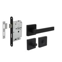 Intersteel Deurbeslag set Toiletslot 63/8mm zwart met Deurkruk Hera en WC-sluiting Zwart
