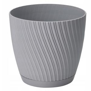 Form Plastic Plantenpot/bloempot Waves - kunststof - platina grijs - D19 x H17 cm