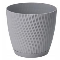 Form Plastic Plantenpot/bloempot Waves - kunststof - platina grijs - D19 x H17 cm