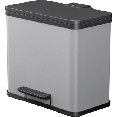 Hailo öko trio plus L 6332200 Afvalbak 27 l Plaatstaal (b x h x d) 470 x 430 x 340 mm Lichtgrijs Met voetpedaal 1 stuk(s)
