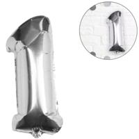 Ginger Ray folieballon cijfer 1 zilverkleurig 40 cm | 40 stuks