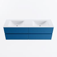 MONDIAZ VICA 150cm badmeubel onderkast Jeans 4 lades. Wastafel CLOUD dubbel 2 kraangaten, kleur Talc.