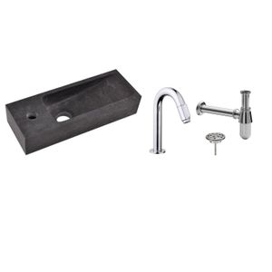 FonteinPack Small Natuursteen Links 38x14x8 cm Chroom (Keuze uit 20 kranen)