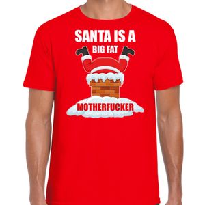 Fout Kerstshirt / outfit Santa is a big fat motherfucker rood voor heren