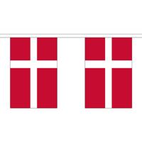 Denemarken vlaggenlijn - 300 cm - polyester stof - landen versiering - slinger