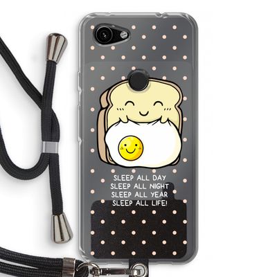 Sleep All Day: Pixel 3a Transparant Hoesje met koord