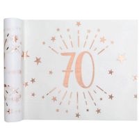 Santex Tafelloper op rol - 70 jaar - wit/rose goud - 30 x 500 cm - Feesttafelkleden - thumbnail