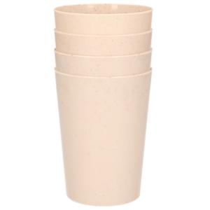 Drinkbekers van afbreekbaar bio plastic - 4x stuks - 290 ml - beige - Limonade bekers