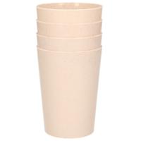 Drinkbekers van afbreekbaar bio plastic - 4x stuks - 290 ml - beige - Limonade bekers