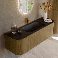 Badmeubel Mondiaz Kurve | 140 cm cm | Meubelkleur Dusk | Wastafelkleur Urban | Solid surface | Wasbak midden spoelbak | 1 kraangat