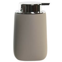 Zeeppompje/dispenser kunststeen/rvs in taupe/beige 14 cm