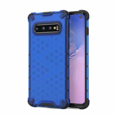 Honingraat schokbestendig PC + TPU Case voor Galaxy S10 (blauw)