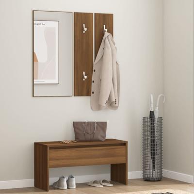Garderobe set bewerkt hout bruin eikenkleur