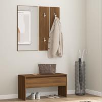 Garderobe set bewerkt hout bruin eikenkleur