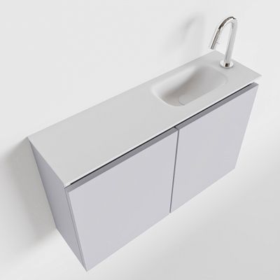Toiletmeubel Mondiaz Ture | 80 cm | Meubelkleur Cale | Eden wastafel Talc Rechts | 1 kraangat