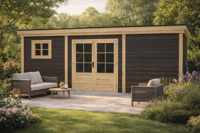 Blokhut Tiel 780x300 cm Douglas blank met vuren rabat wanden (incl. EPDM)- - - Van Kooten