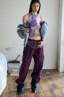 Halter T-shirt met pailletten - RED - M